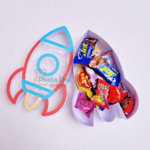 Cohete 3D decoración y caja