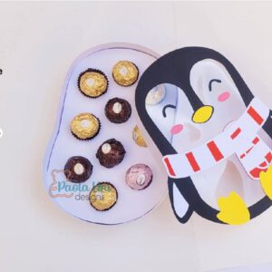 Digital Caja  pingüino Navidad