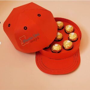 Digital archivo Caja en forma de gorra con coporte de chocolates