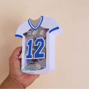 Archivo svg, studio, pdf para recortar y personalizar caja en forma de camiseta deportiva