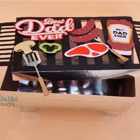 Archivo digital para recortar y armar caja en forma de parrilla asador bbq