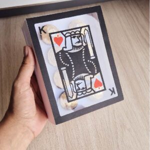 Archivo digital para recortar y armar caja en forma de carta de baraja naipe con soporte de chocolates