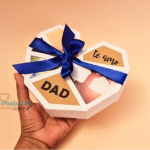 Archivo digital para recortar y armar caja en forma de corazón con soporte de chocolates