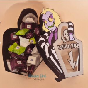 Archivo digital para recortar y armar caja en forma de Beetle Juice