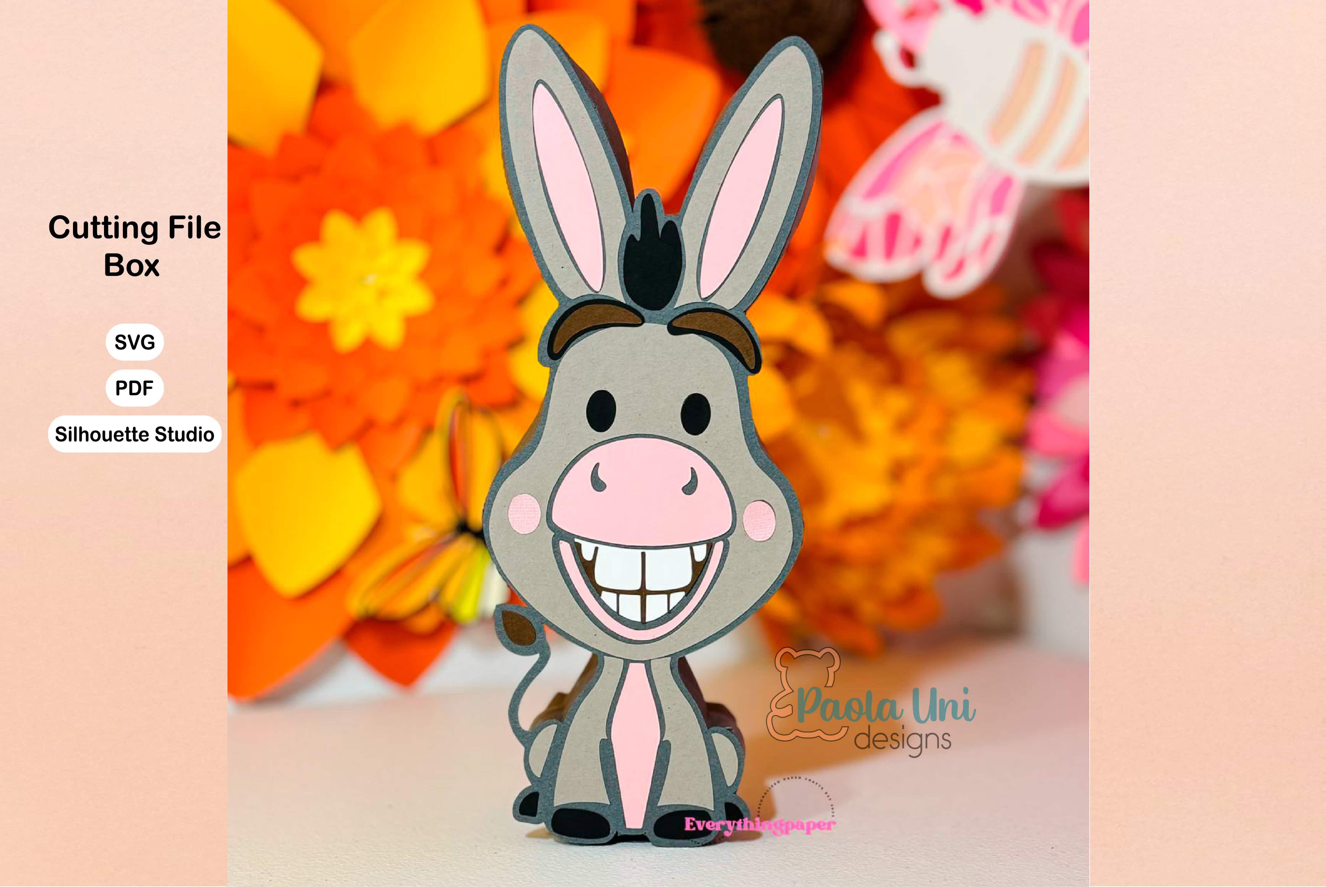 Archivo para recortar y armar caja en forma de burro