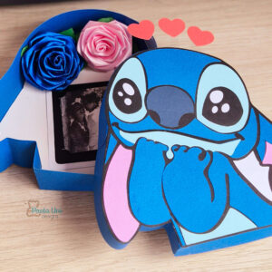 Archivo para recortar con cricut, tijera, cameo u otros plotter y armar caja en forma de stitch San Valentin