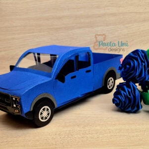 Archivo para recortar y armar caja en forma de camioneta doble cabina, svg, sttudio, pdf