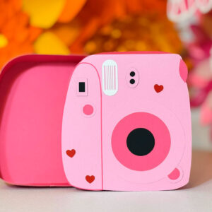 Archivo para recortar y armar caja en forma de Camara para san valentin