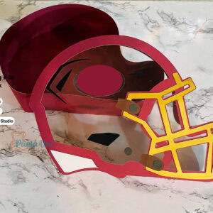 Archivo para recortar y armar caja en forma de casco de futbol Americano