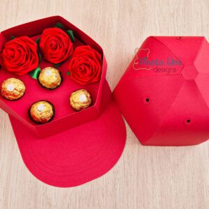 Archivo para recortar y armar caja en forma de gorra con soporte de chocolates SVG, studio Pdf