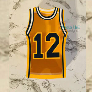 Archivo para recortar y armar caja en forma de camiseta de basketball con soporte de chocolates