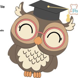 Archivo para recortar y armar caja Búho graduación