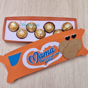 Archivo para recortar y armar caja en forma de galleta María con soporte de chocolates