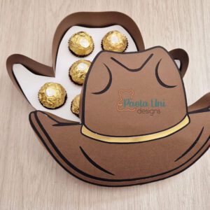 Archivo para recortar y armar caja en forma de sombrero, cricut, cameo, PDF A3