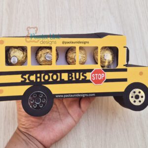 Archivo ó molde para recortar y armar caja en forma de Bus escolar SVG-STUDIO-PDF