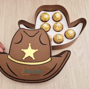 Archivo para recortar y armar caja en forma de sombrero, cricut, cameo, PDF A3