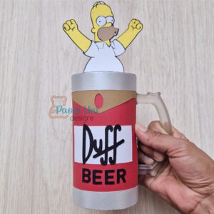 Archivo para recortar y armar caja para vaso de cerveza medida 15x8 cm  5.91x 3.15 in