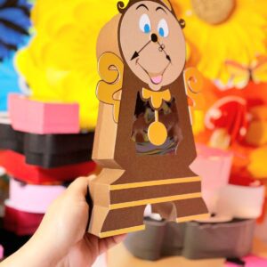 Archivo ó molde para recortar y armar caja en forma de Reloj  SVG-STUDIO-PDF