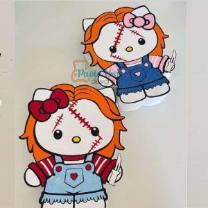 Archivo para recortar y armar caja en forma de kitty chuky halloween