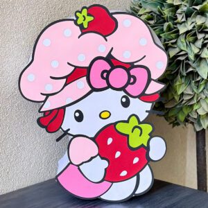 Archivo para recortar y armar caja en forma de kitty fresa