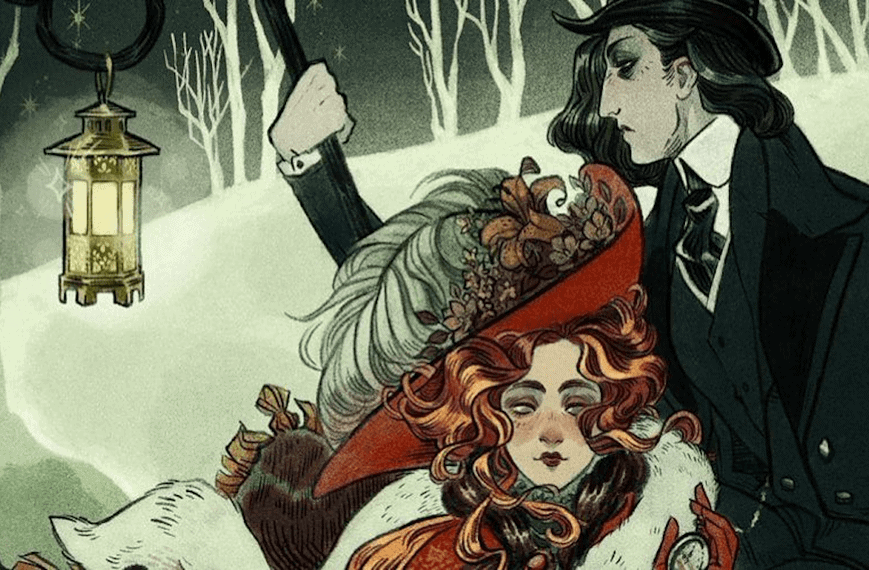 Vintage style illustration of a young couple in elegant dress by Marlowe Lune