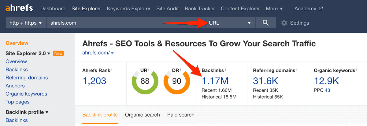 ahrefs link profile