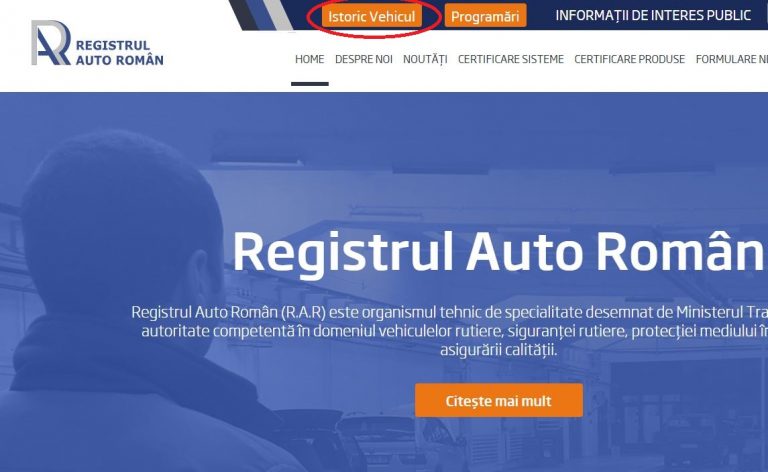 Aplicaţie RAR pentru verficarea istoricului unui vehicul