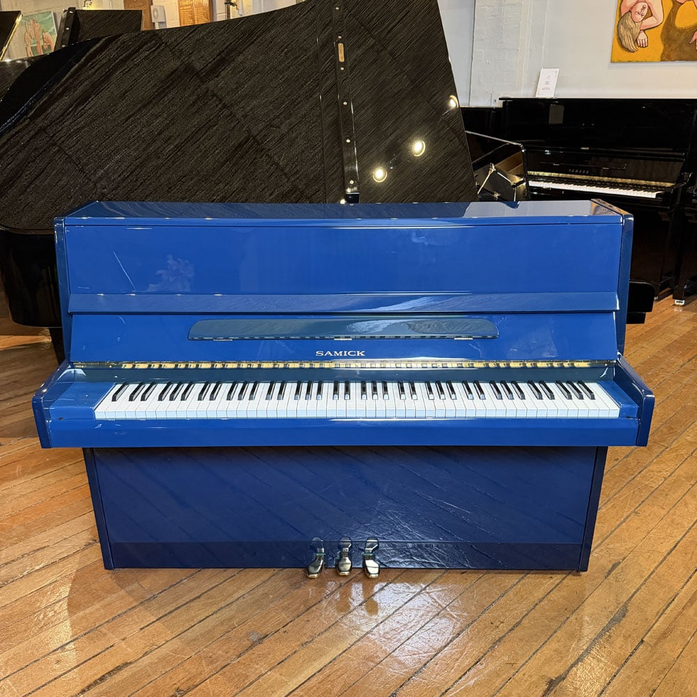 Reconditioned | Samick SU108P | Upright Piano | Bespoke | Blue Polyester | ING07111