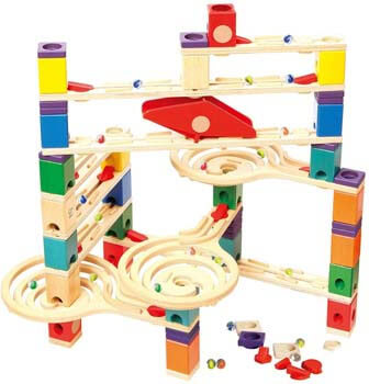 10. Hape Quadrilla Wooden Marble Run Construction