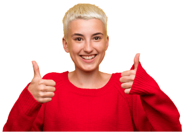 thumbs up smiling woman
