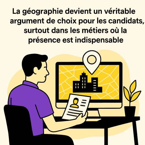 Candidat analysant la localisation d’un poste sur une carte pour évaluer la distance domicile–travail