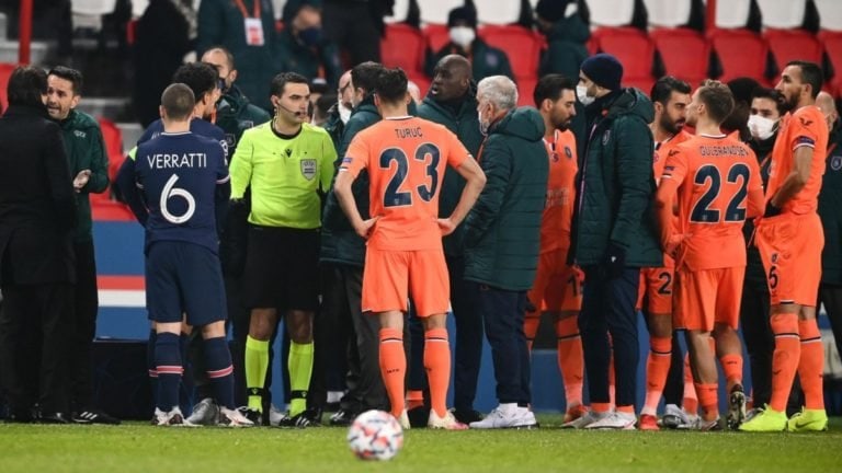 PSG- Istanbul Basaksehir match postponed as players walked off over an official’s racial slur PSG- Istanbul Basaksehir match postponed as players walked off over an official’s racial slur
