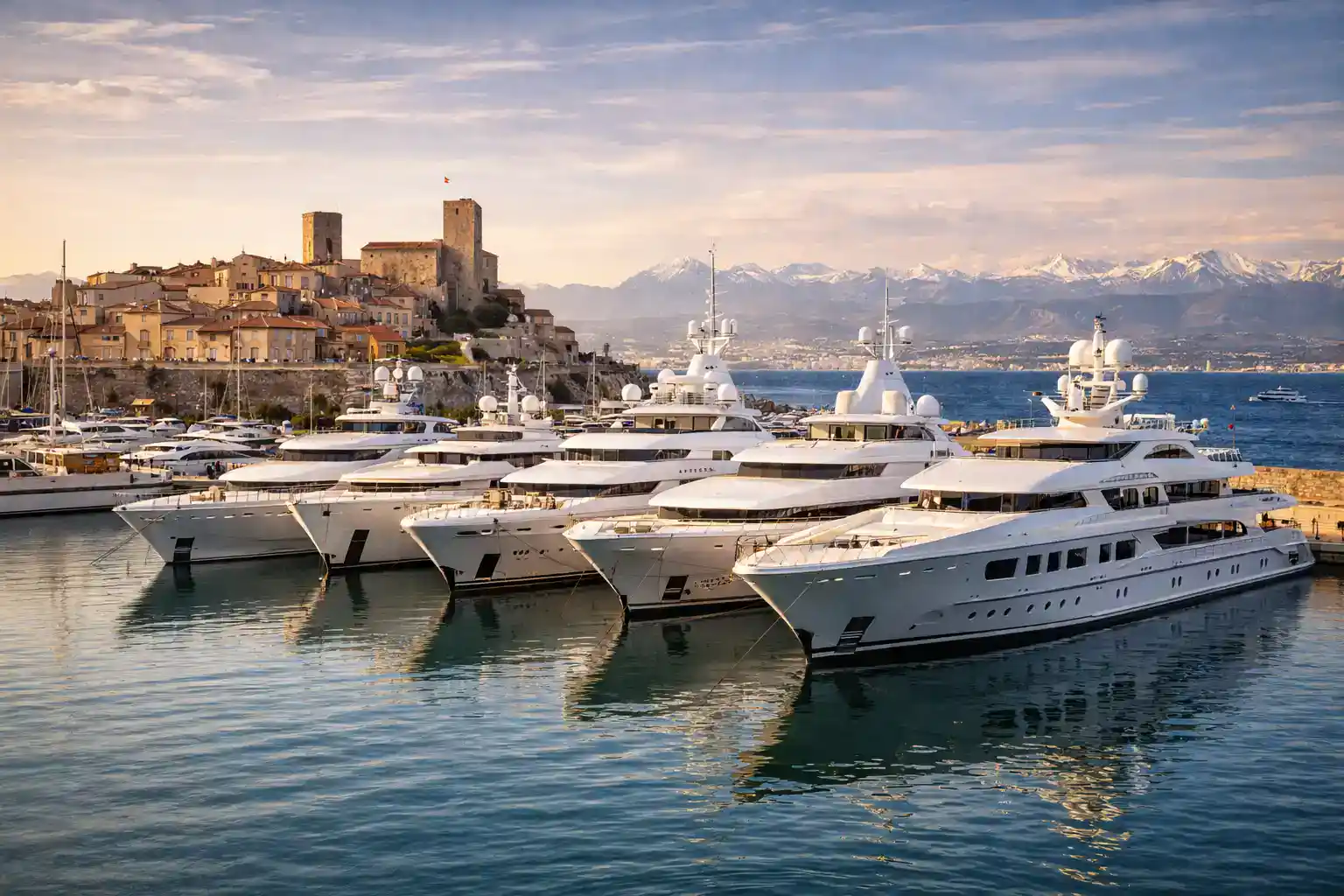 Port Vauban Antibes with luxury superyachts at Billionaires Quay
