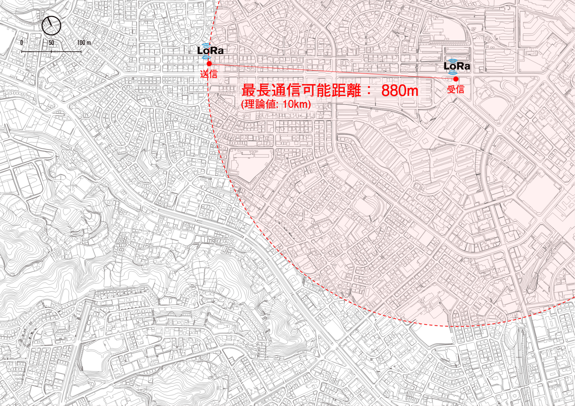 LoRaの到達圏