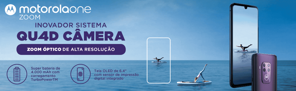 Motorola One Zoom Xt2010-1 Titanium – 128GB ROM, Tela 6.4” OLED, Cam. 48 MP Quad Pixel, Selfies de 25 MP Quad Pixel
