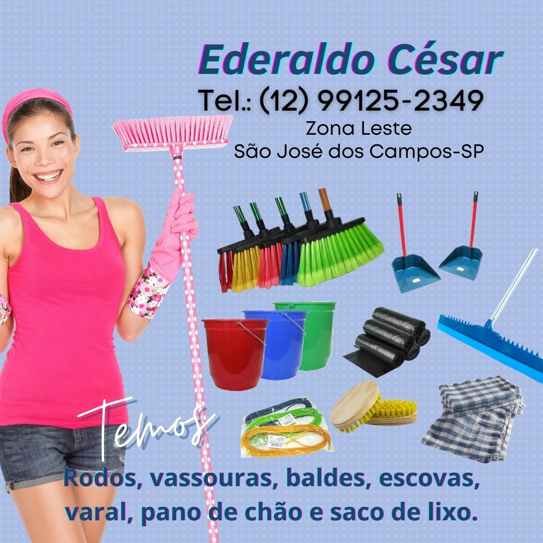 Produtos de Limpeza – Vassoura, Rodos, Pás, Sacos de Lixo, Varal, Escovas