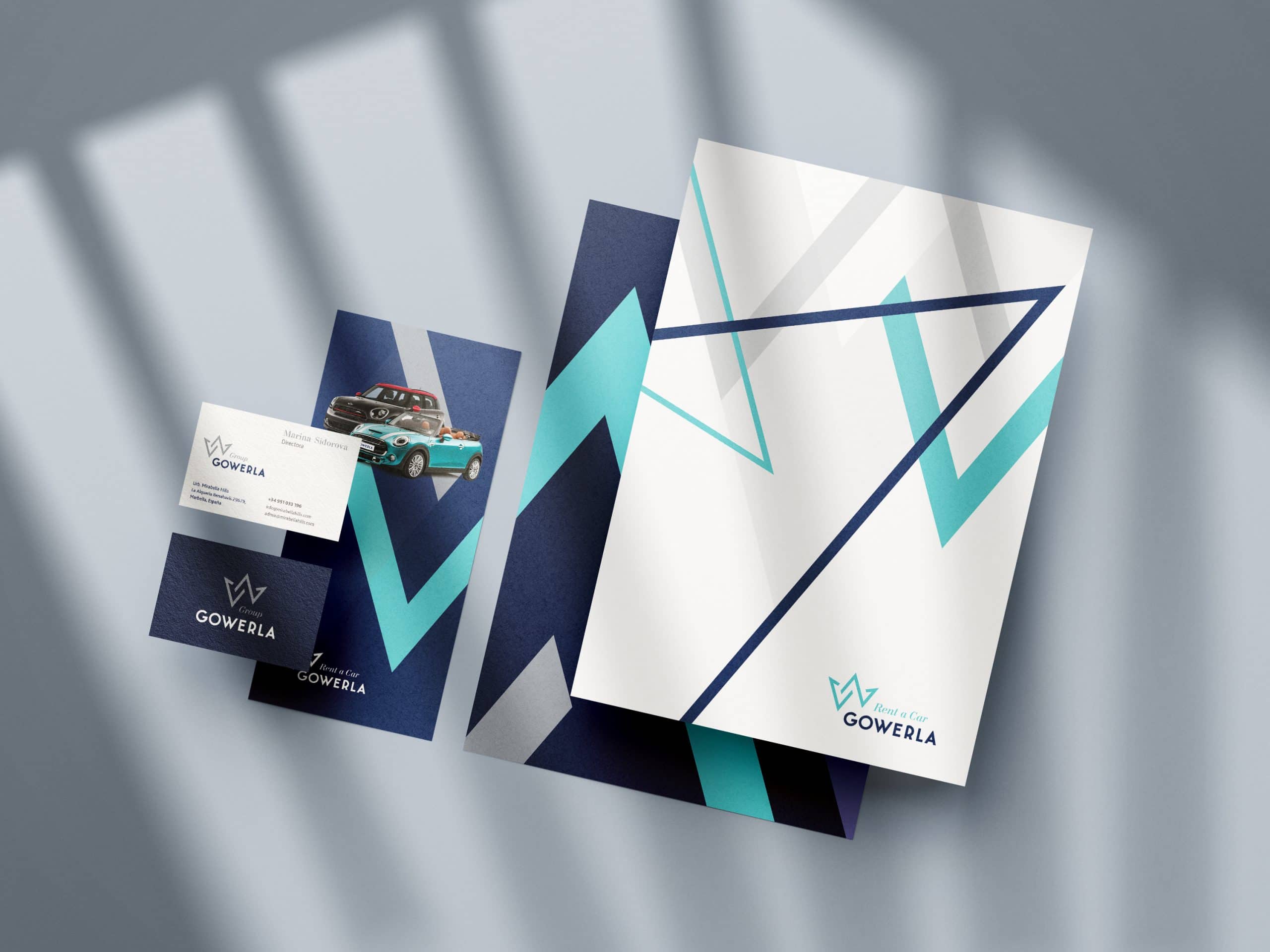 GOWERLA business cards and printed covers design visualization