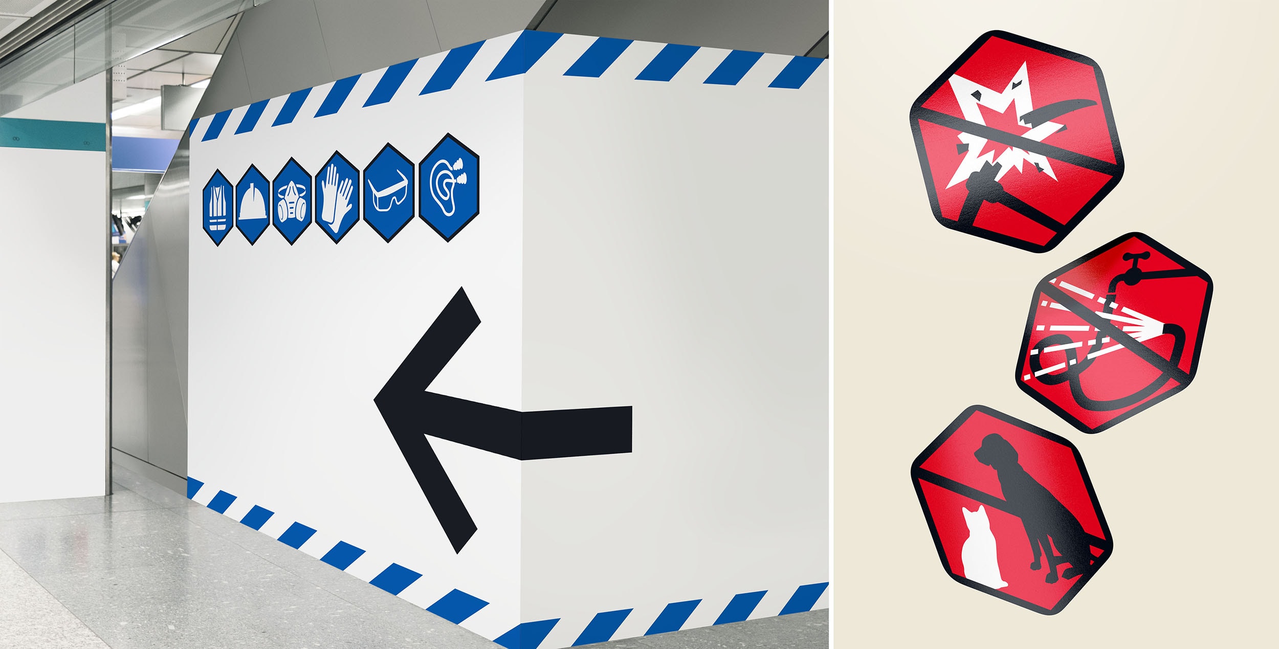 Sign usage example. Red and Black sings example.