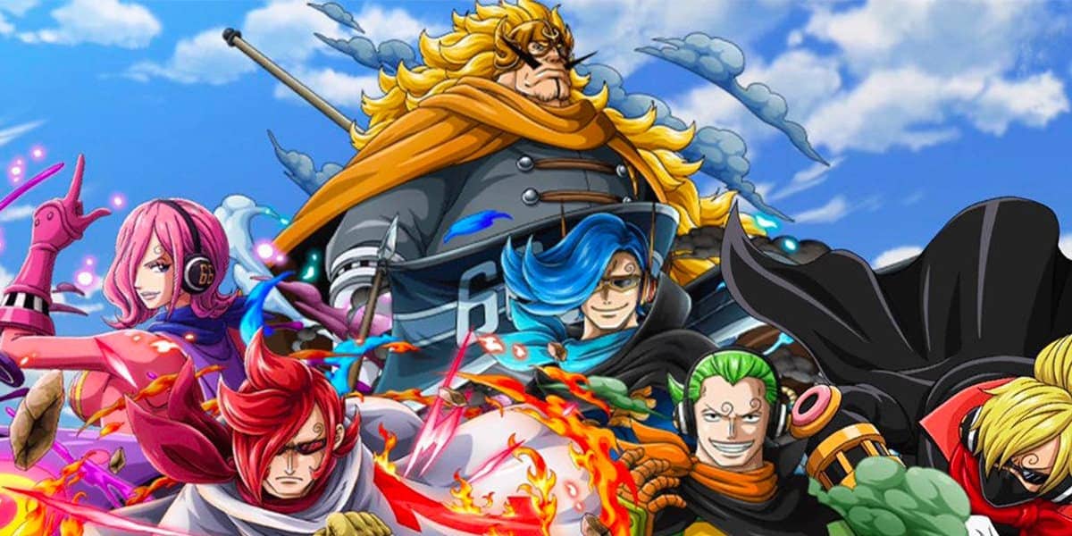 Judge Vinsmoke dérrière ses 5 enfants, Sanji, Yonji, Ichiji,Reiju et Niji