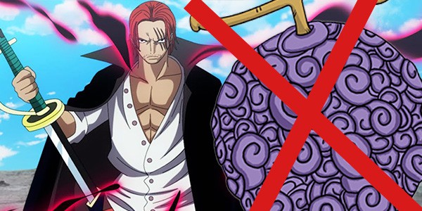 Le roux et un fruit du démon barré pour indiquer que Shanks n'en possède pas.