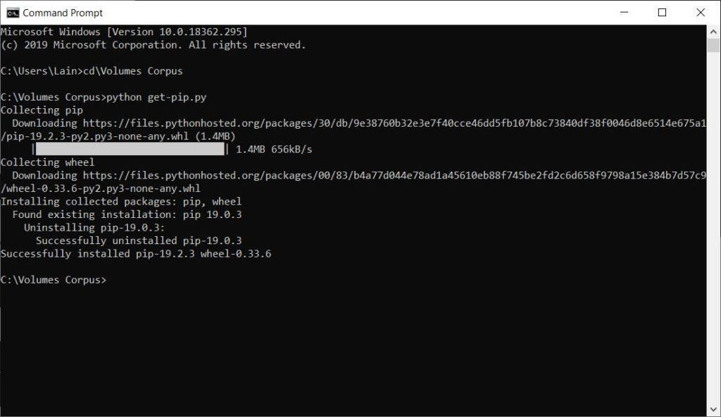 Get pip install in CMD