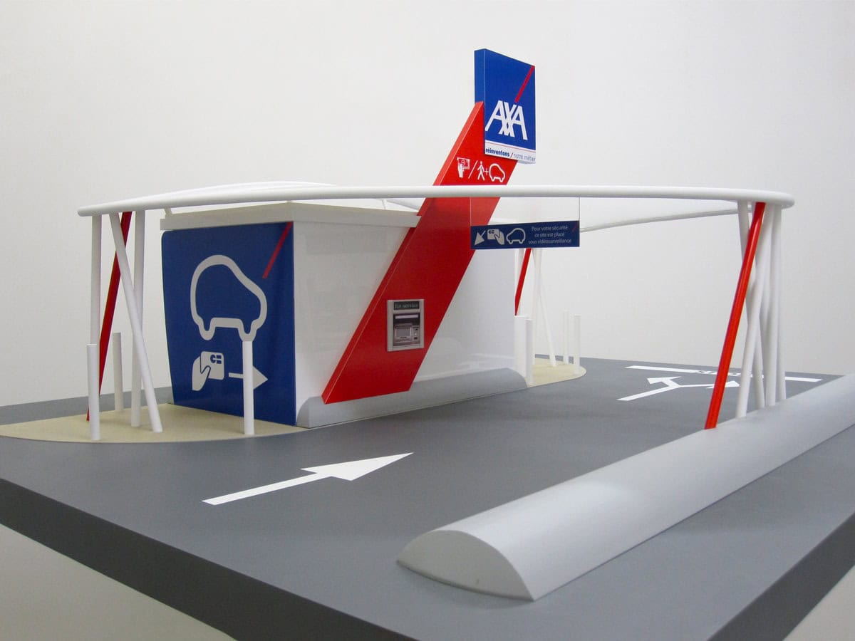 Maquette prototype d'un distributeur automatique drive pour AXA par Sem Bice