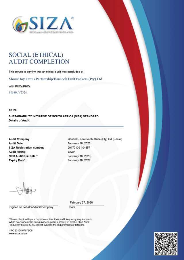 Mount Joy Farms PartnershipBanhoek Fruit Packers Pty Ltd - Audit Completion Letter 2026-02-16_page-0001