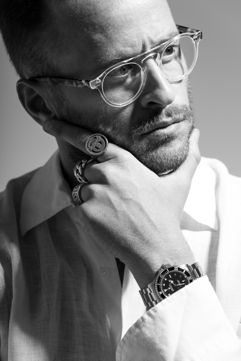Un'immagine dello shooting per David Marc