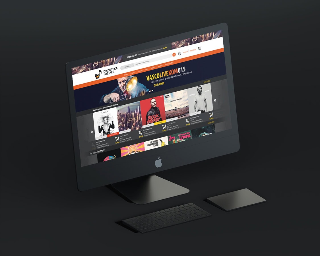 Sito Web per Discoteca Laziale. Immagine dimostrativa su computer desktop