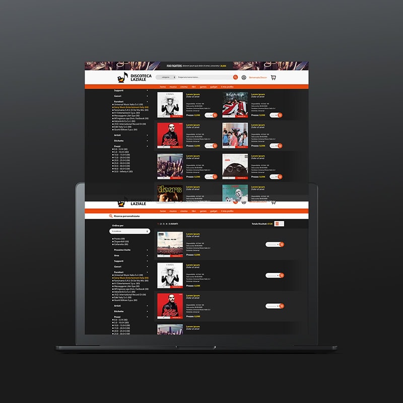 Sito Web per Discoteca Laziale. Immagine dimostrativa su computer portatile