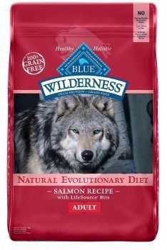 Pouch of Blue buffalo wilderness dog food on white bg