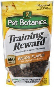 A pouch of pet botanics bacon flavor treats on white background