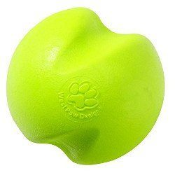 Luminous yellow Durable Ball Dog Chew Toy on white BG