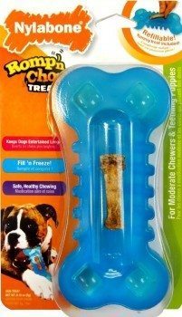 Romp n chomp nylabone puppy toy in packaging on white bg